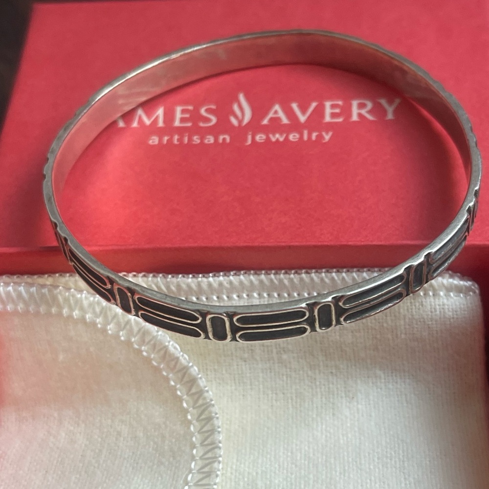James Avery Silver Geometric Patterned Bangle - image 4